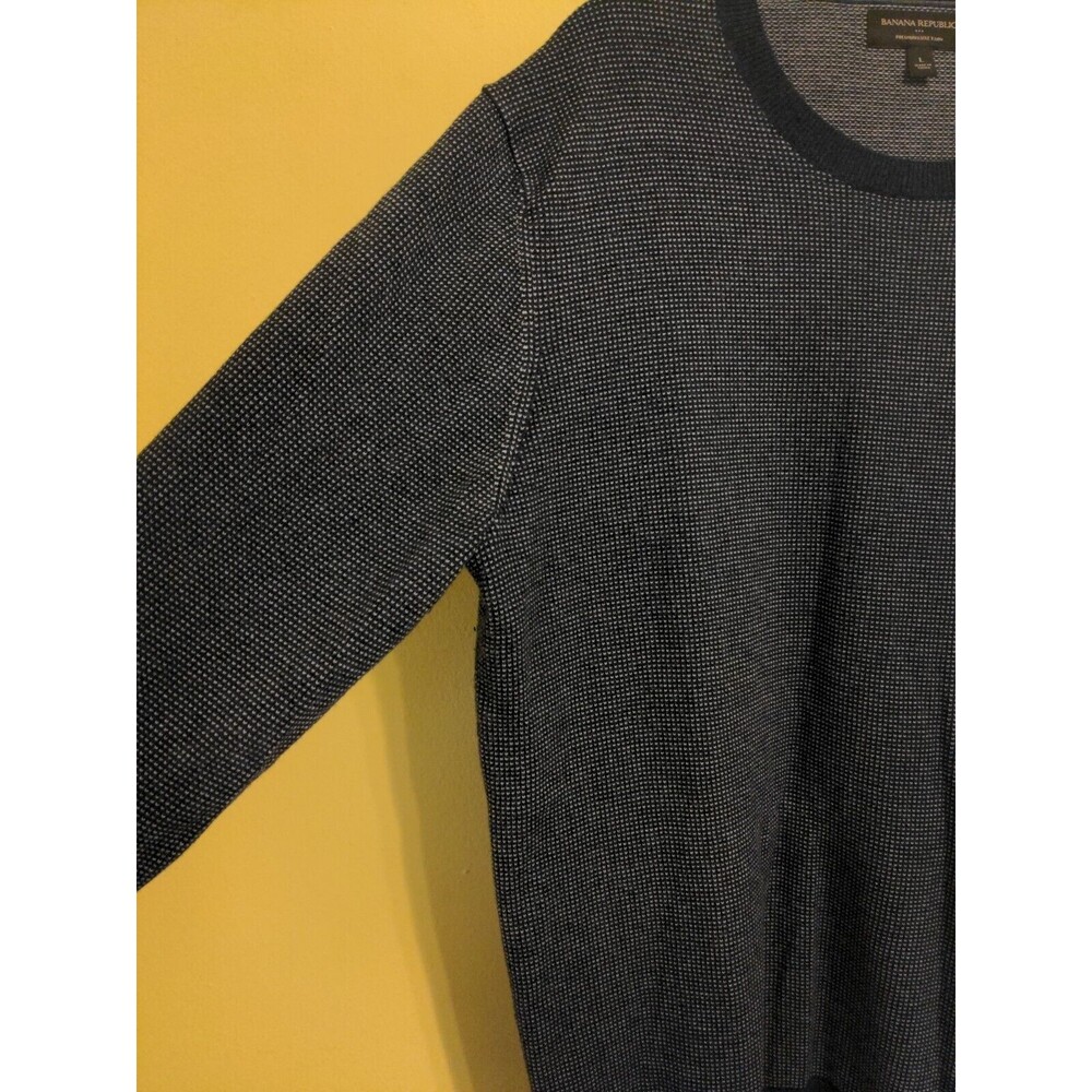 Banana Republic Sweater Blue Cotton Knit Crewneck Long Sleeve  Men's Sz Large L - Picture 2 of 7